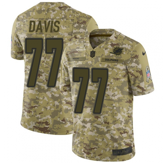 Youth Nike Miami Dolphins #77 Jesse Davis Limited Camo 2018 Salute to Service NFL Jersey - Ujersey