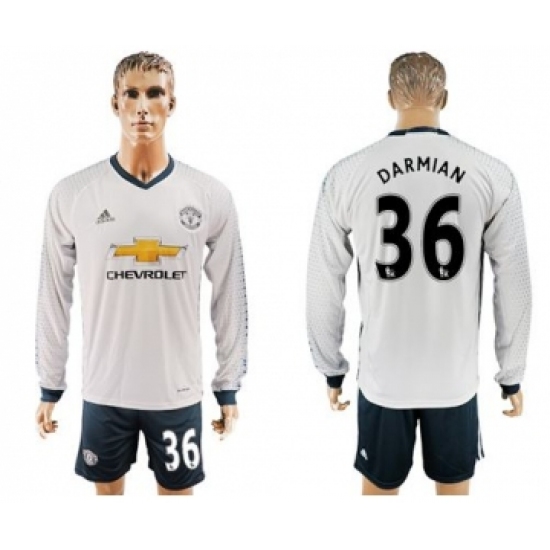 Manchester United #36 Darmian Sec Away Long Sleeves Soccer Club Jersey