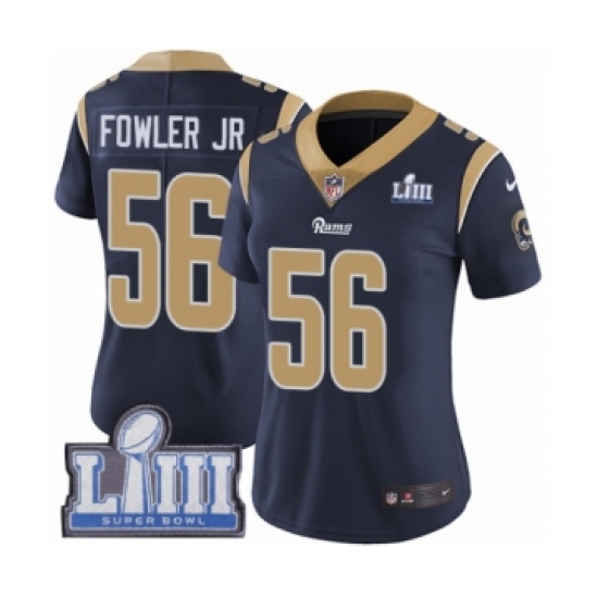 Women's Nike Los Angeles Rams #56 Dante Fowler Jr Navy Blue Team Color Vapor Untouchable Limited Player Super Bowl LIII Bound NFL Jersey - Ujersey