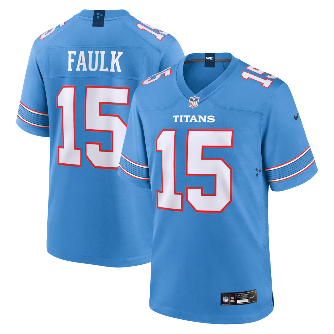 Men's Tennessee Titans Keldric Faulk Nike Light Blue Team Game Jersey - Ujersey
