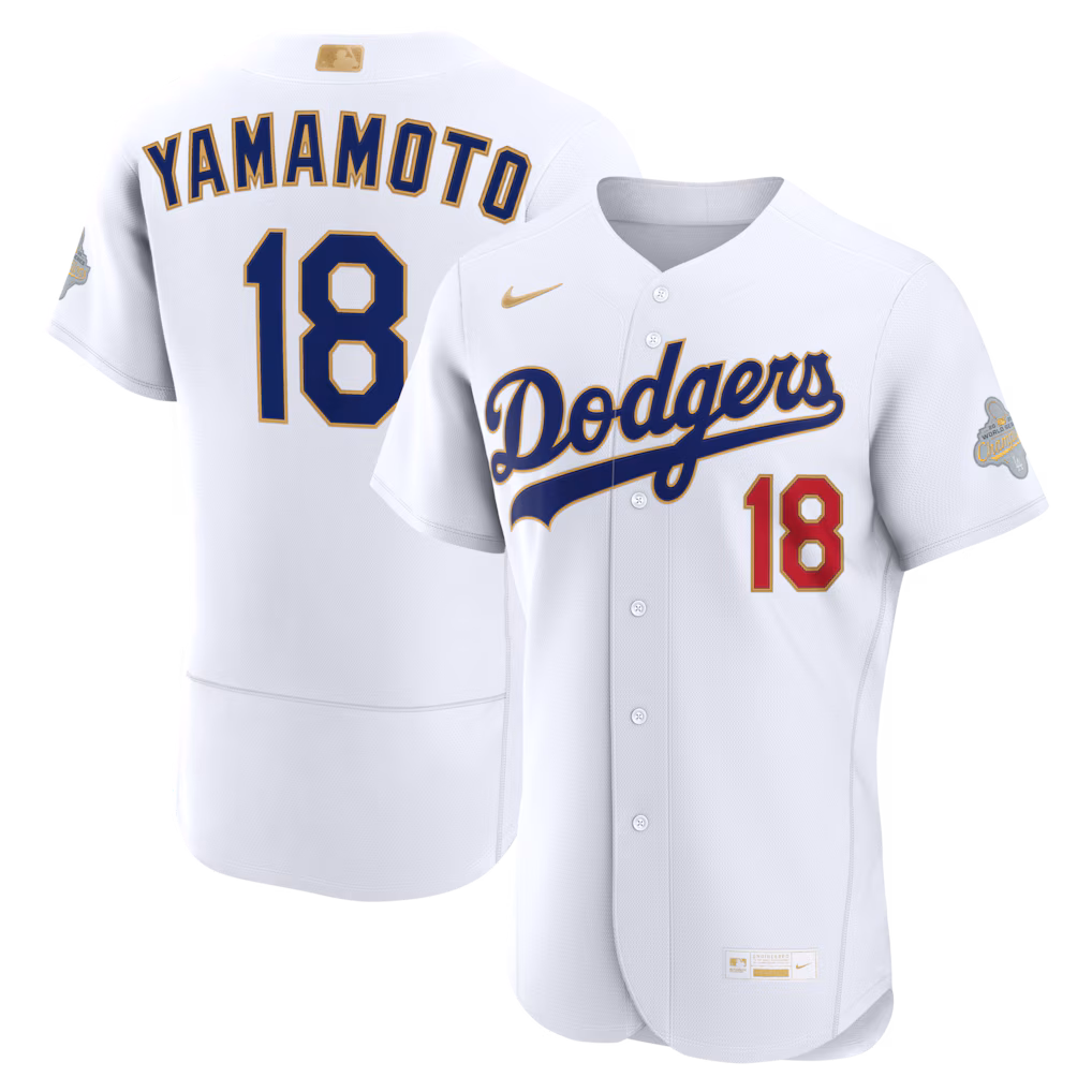 Men's Los Angeles Dodgers Yoshinobu Yamamoto Nike White 2026 Gold Collection Authentic Jersey