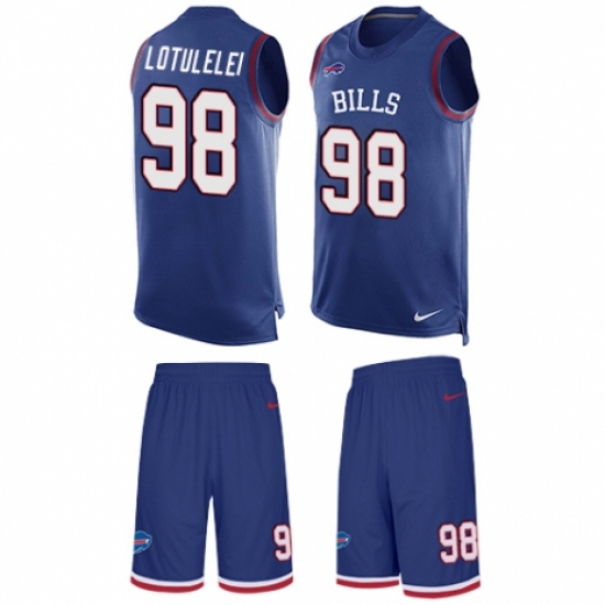 Men's Nike Buffalo Bills #98 Star Lotulelei Limited Royal Blue Tank Top Suit NFL Jersey - Ujersey