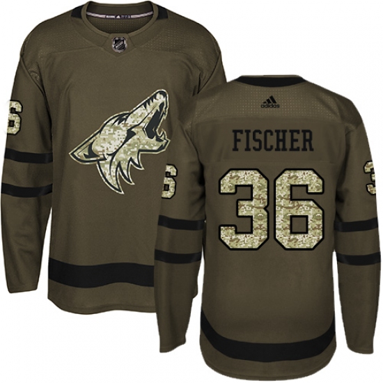 Youth Adidas Arizona Coyotes #36 Christian Fischer Premier Green Salute to Service NHL Jersey - Ujersey