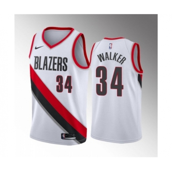 Men's Portland Trail Blazers #34 Jabari Walker White Association Edition Stitched Basketball Jersey - Ujersey