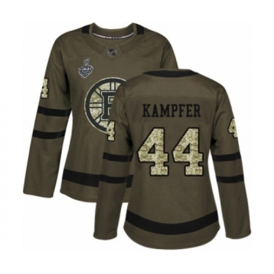 Women's Boston Bruins #44 Steven Kampfer Authentic Green Salute to Service 2019 Stanley Cup Final Bound Hockey Jersey - Ujersey