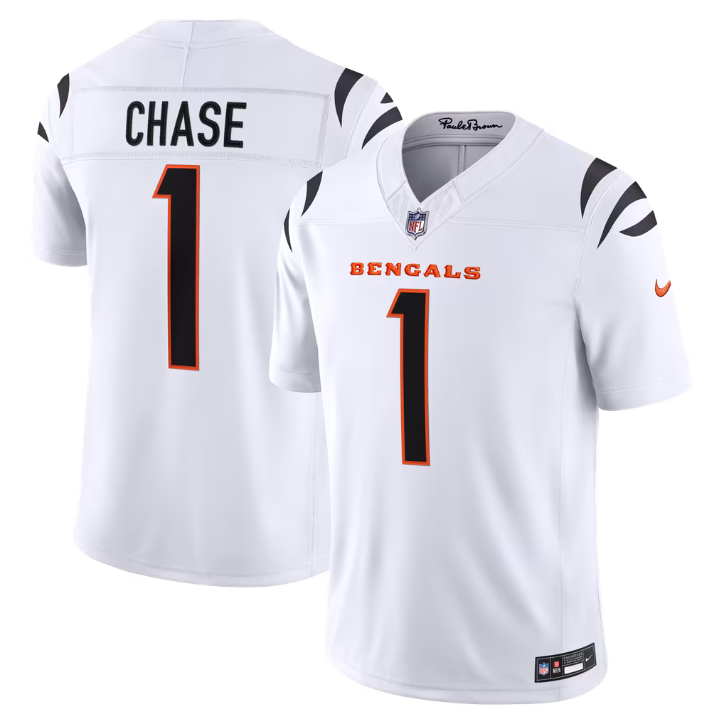 Men's Cincinnati Bengals Ja'Marr Chase Nike White Vapor F.U.S.E. Stitched Limited Jersey - U-jersey
