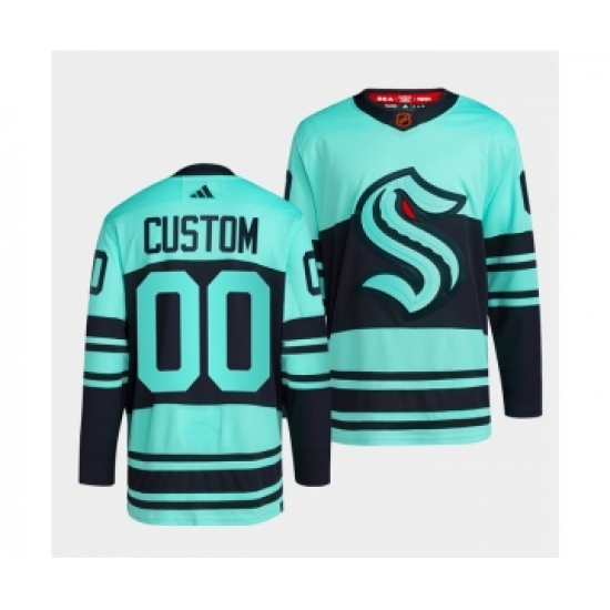 Men's Seattle Kraken Custom Ice Blue 2022-23 Reverse Retro Stitched Jersey - Ujersey