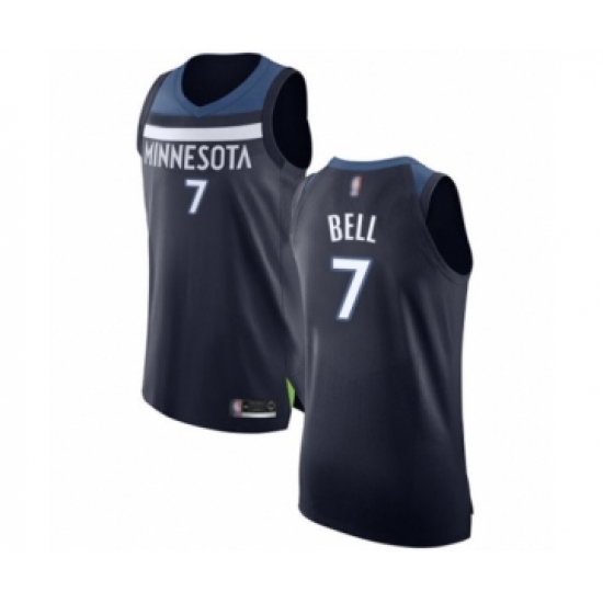 Men's Minnesota Timberwolves #7 Jordan Bell Authentic Navy Blue Basketball Jersey - Icon Edition - Ujersey