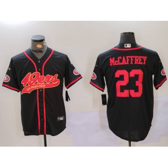 Men's San Francisco 49ers #23 Christian McCaffrey Black With Cool Base Stitched Baseball Jersey - Ujersey
