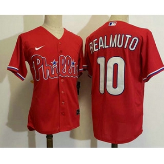 Men's Philadelphia Phillies #10 JT Realmuto Red Stitched MLB Cool Base Nike Jersey - Ujersey