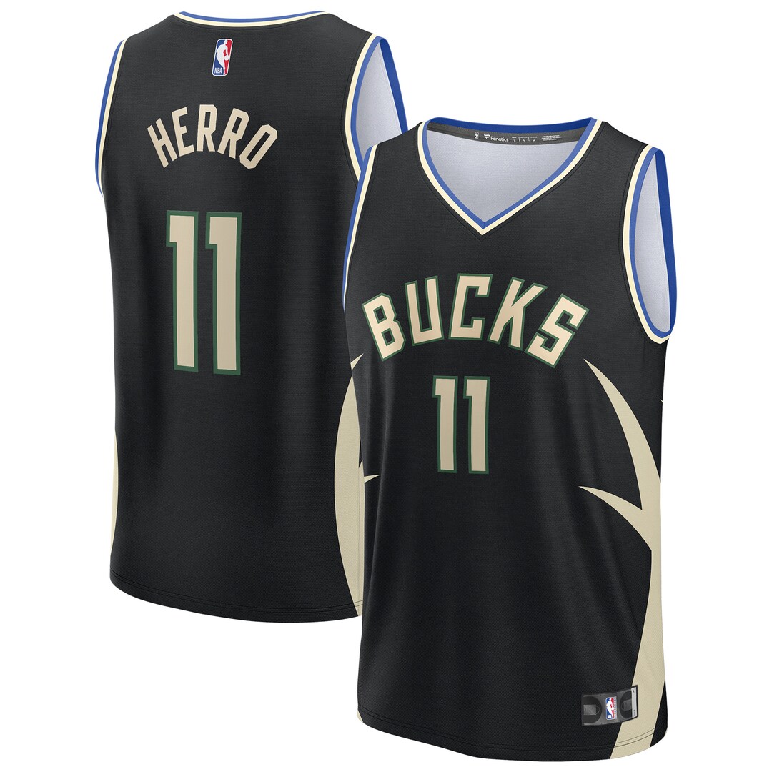 Youth Milwaukee Bucks Tyler Herro Fanatics Black Fast Break Replica Jersey - Statement Edition - SUjersey01
