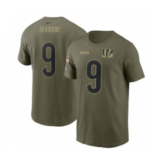 Men's Cincinnati Bengals Joe Burrow Football Camo 2021 Salute To Service Name & Number T-Shirt - Ujersey