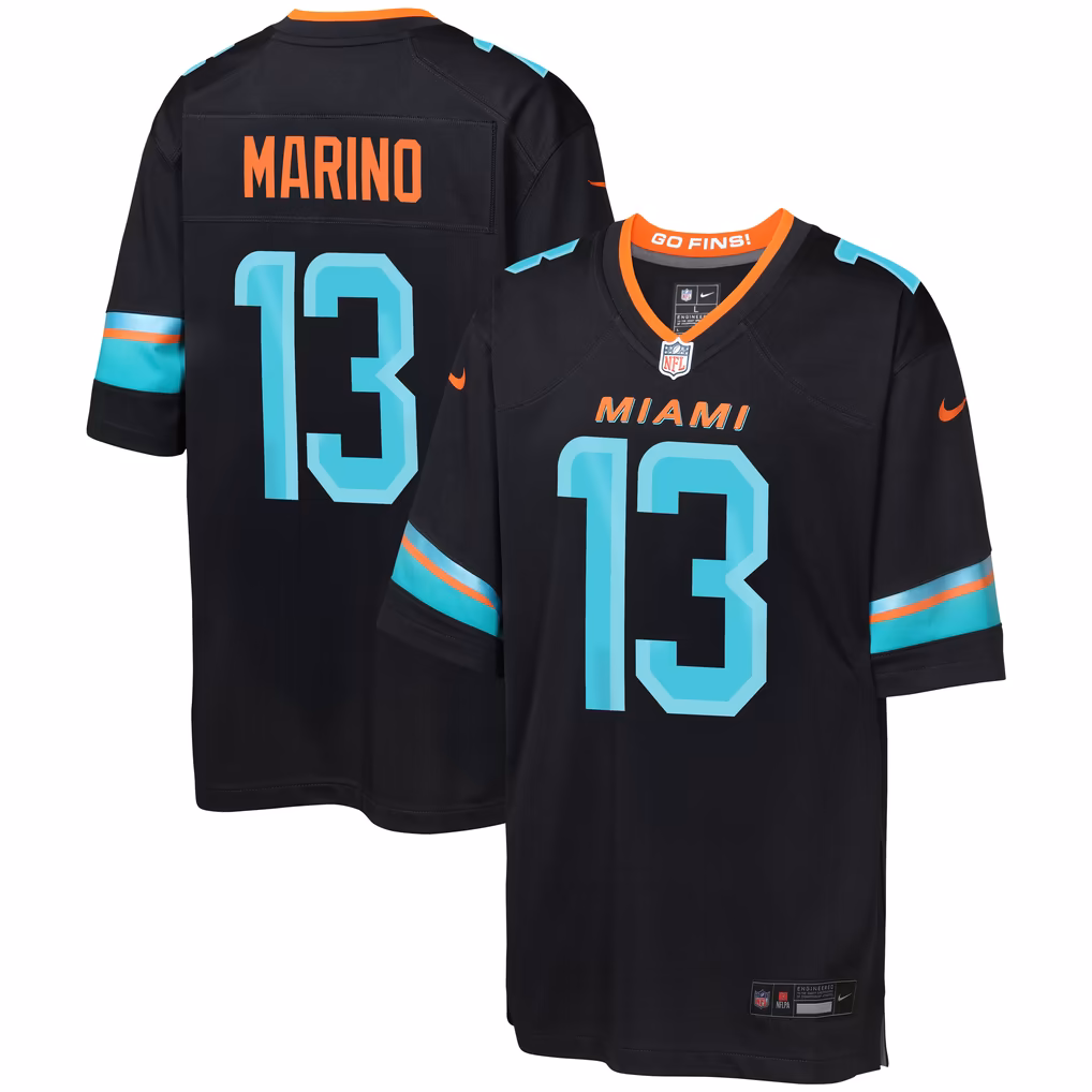 Youth Miami Dolphins Dan Marino Nike Pitch Blue Rivalries Collection Game Jersey - Ujersey