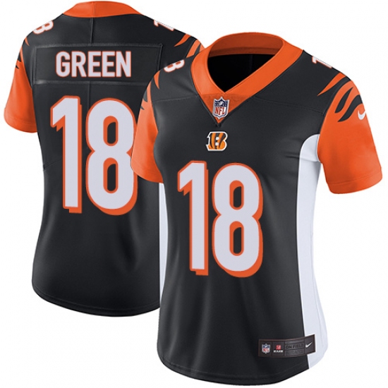 Women's Nike Cincinnati Bengals #18 A.J. Green Vapor Untouchable Limited Black Team Color NFL Jersey - Ujersey
