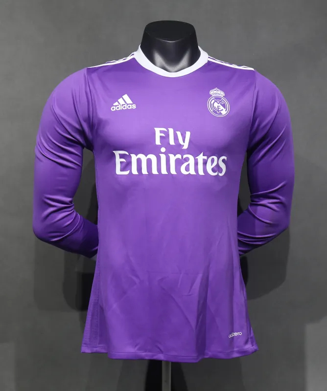 Real Madrid Retro Jersey Away Long Sleeve Soccer Shirt 2016/17 - U-jersey