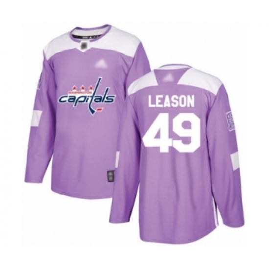 Men's Washington Capitals #49 Brett Leason Authentic Purple Fights Cancer Practice Hockey Jersey - Ujersey