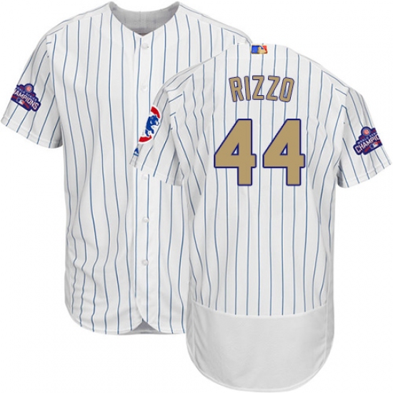 Men's Majestic Chicago Cubs #44 Anthony Rizzo Authentic White 2017 Gold Program Flex Base MLB Jersey - Ujersey