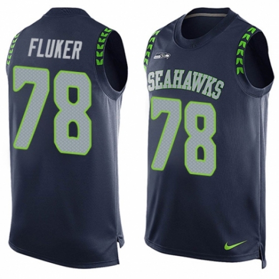 Men's Nike Seattle Seahawks #78 D.J. Fluker Limited Steel Blue Player Name & Number Tank Top NFL Jersey - Ujersey