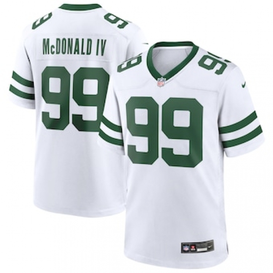 Men's New York Jets #99 Will McDonald IV White Throwback Stitched Game Jersey - Ujersey