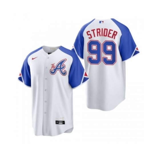 Men's Atlanta Braves #99 Spencer Strider White 2023 City Connect Cool Base Stitched Jersey - Ujersey