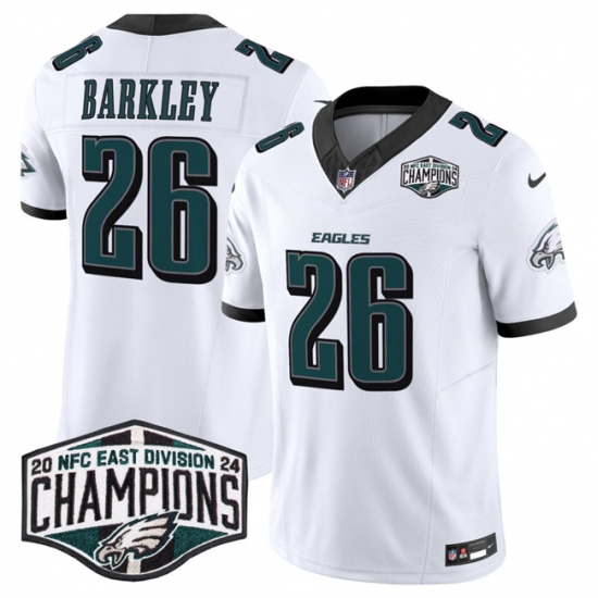Men's Philadelphia Eagles #26 Saquon Barkley White 2024 New NFC East Champions F.U.S.E. Vapor Untouchable Limited Stitched Football Jersey - Ujersey