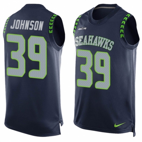 Men's Nike Seattle Seahawks #39 Dontae Johnson Limited Steel Blue Player Name & Number Tank Top NFL Jersey - Ujersey