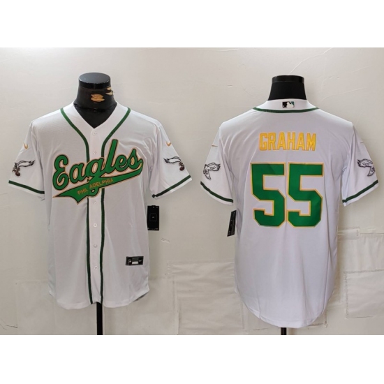Men's Philadelphia Eagles #55 Brandon Graham White Gold Cool Base Stitched Baseball Jersey - Ujersey