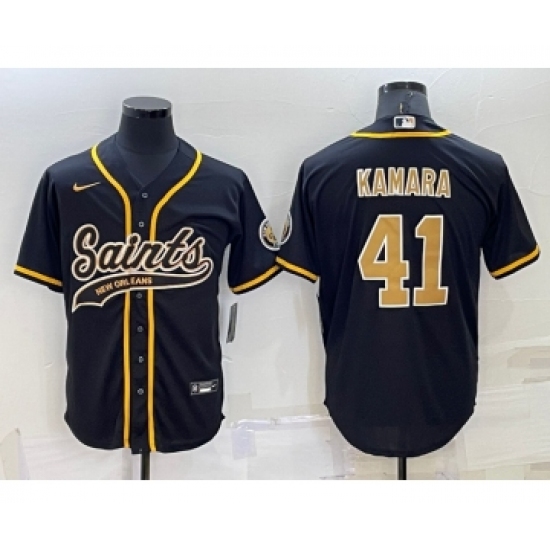 Men's New Orleans Saints #41 Alvin Kamara Black Stitched MLB Cool Base Nike Baseball Jersey - Ujersey