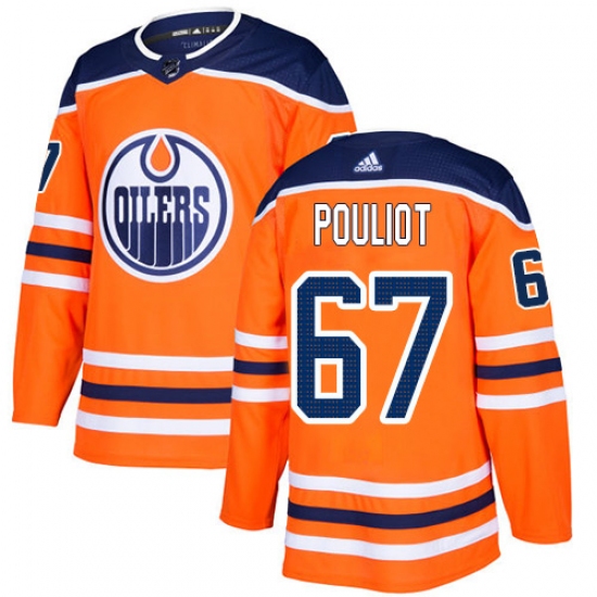 Men's Adidas Edmonton Oilers #67 Benoit Pouliot Authentic Orange Home NHL Jersey - Ujersey