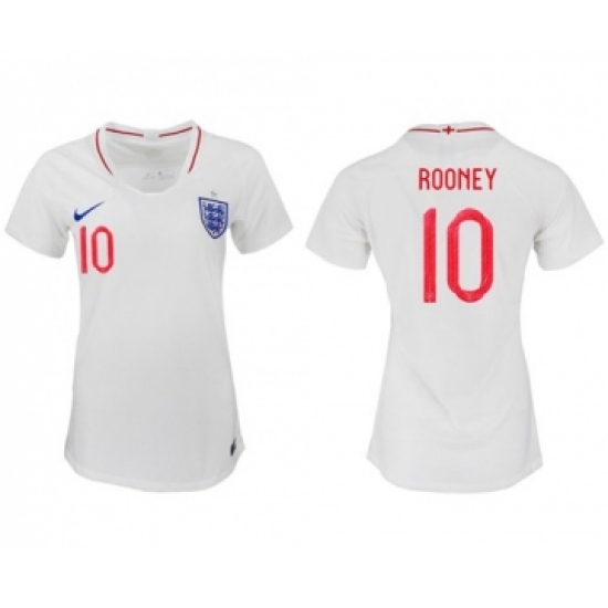 Women's England #10 Rooney Home Soccer Country Jersey