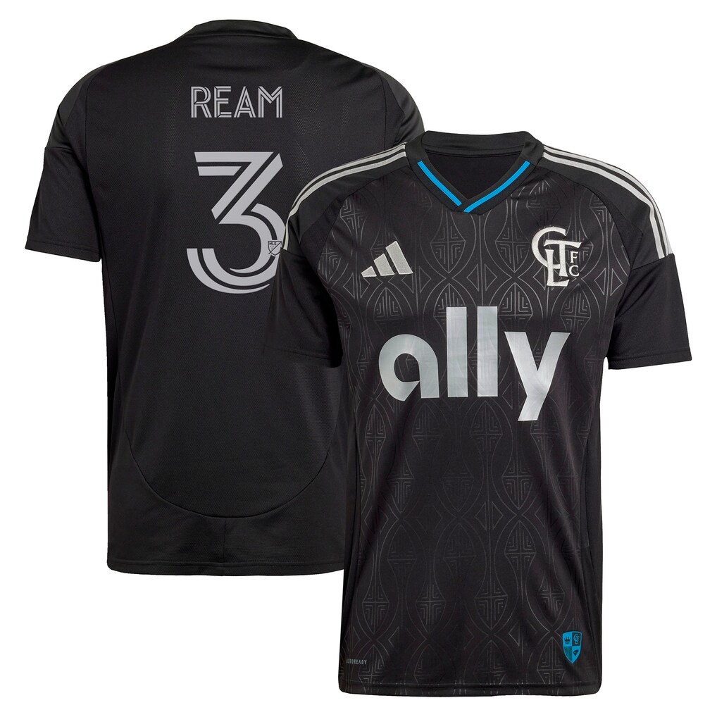 Men's Charlotte FC Tim Ream adidas Black 2025 Fortress Kit Replica Player Jersey - Ujersey