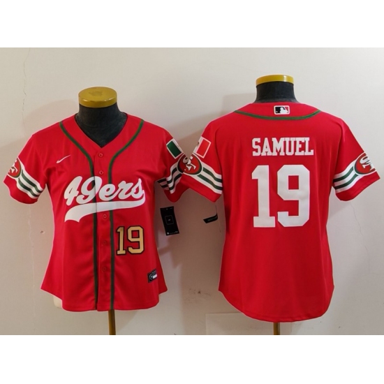 Women's San Francisco 49ers #19 Deebo Samuel Red Mexico Cool Base Stitched Baseball Jerseys - Ujersey