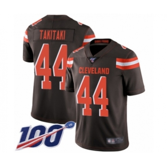 Men's Cleveland Browns #44 Sione Takitaki Brown Team Color Vapor Untouchable Limited Player 100th Season Football Jersey - Ujersey