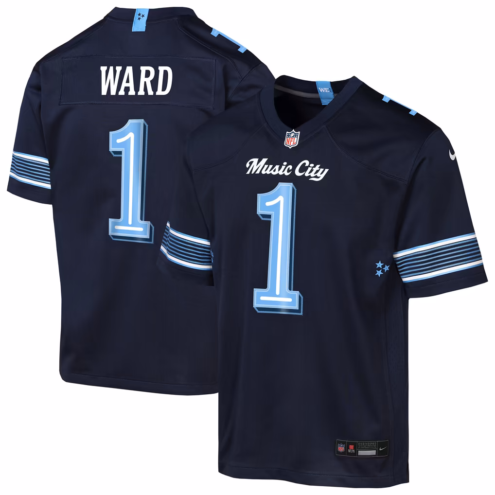 Youth Tennessee Titans Cameron Ward Nike Navy 2026 Rivalries Collection Game Jersey - SUjersey01
