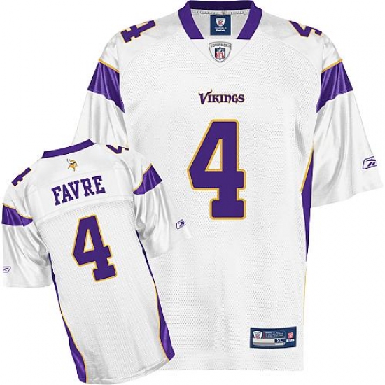 Reebok Minnesota Vikings #4 Brett Favre White Replica Throwback NFL Jersey - Ujersey