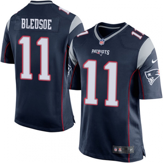 Men's Nike New England Patriots #11 Drew Bledsoe Game Navy Blue Team Color NFL Jersey - Ujersey