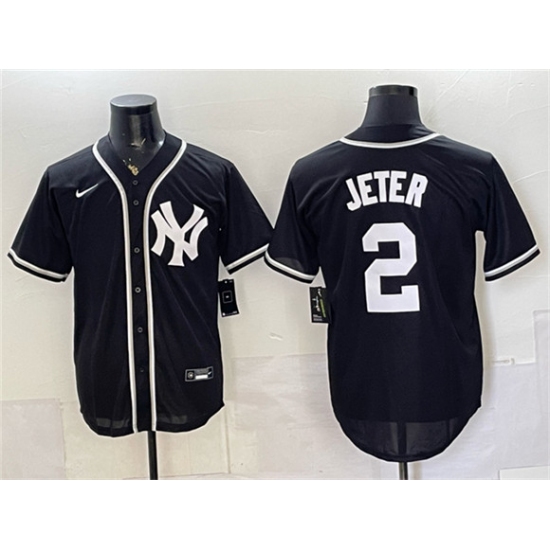 Men's New York Yankees #2 Derek Jeter 2026 Fashion Replica Black Out Stitched Baseball Jersey - Ujersey