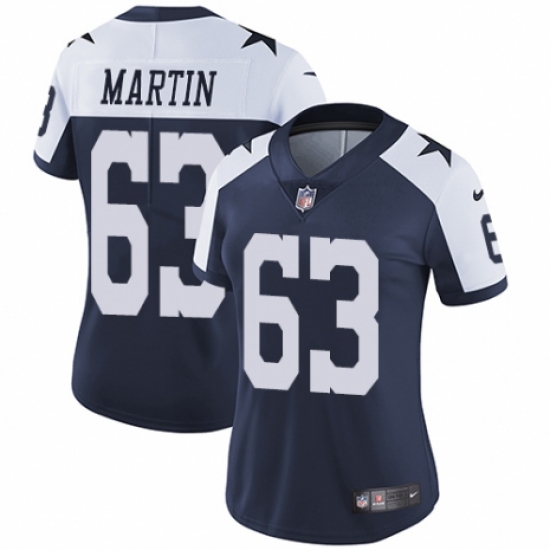 Women's Nike Dallas Cowboys #63 Marcus Martin Navy Blue Throwback Alternate Vapor Untouchable Limited Player NFL Jersey - Ujersey