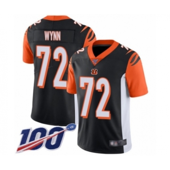 Men's Cincinnati Bengals #72 Kerry Wynn Black Team Color Vapor Untouchable Limited Player 100th Season Football Jersey - Ujersey