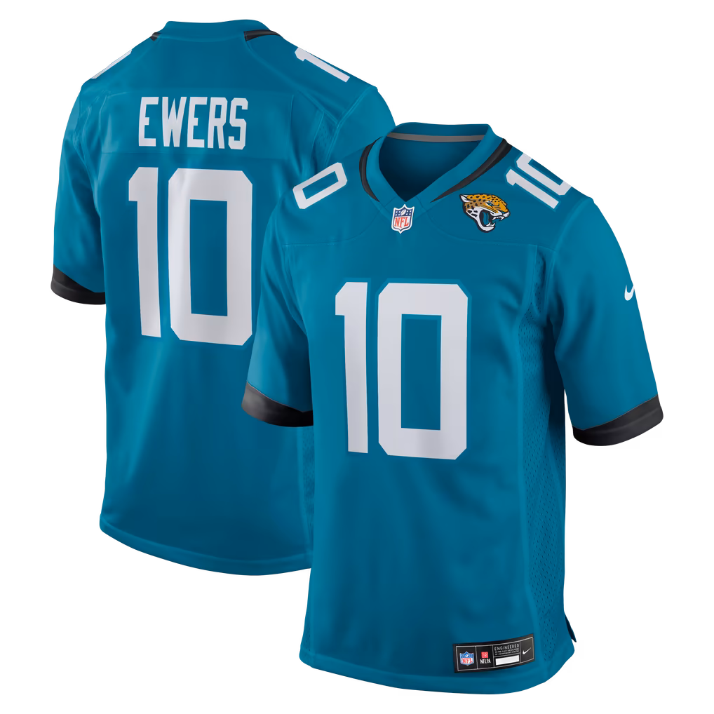 Men's Jacksonville Jaguars Quinn Ewers Nike Teal Team Game Jersey - ujerseystore