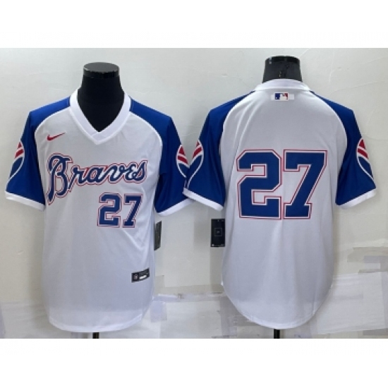 Men's Atlanta Braves #27 Austin Riley White Stitched MLB Throwback Nike Jersey - Ujersey