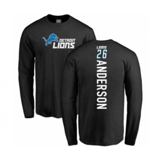 Football Detroit Lions #26 C.J. Anderson Black Backer Long Sleeve T-Shirt - Ujersey