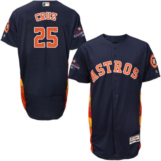 Men's Majestic Houston Astros #25 Jose Cruz Jr. Authentic Navy Blue Alternate 2017 World Series Champions Flex Base MLB Jersey - Ujersey