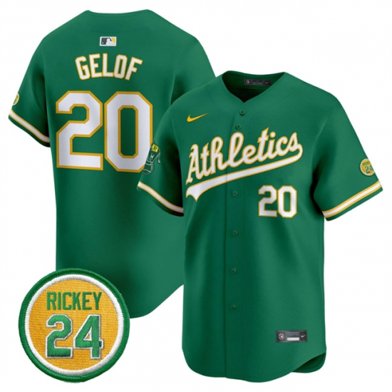 Men's Oakland Athletics #20 Zack Gelof Green 2024 Limited With Rickey Henderson Stitched Jersey - Ujersey