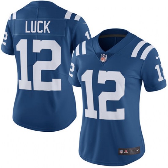 Women's Nike Indianapolis Colts #12 Andrew Luck Limited Royal Blue Rush Vapor Untouchable NFL Jersey - Ujersey
