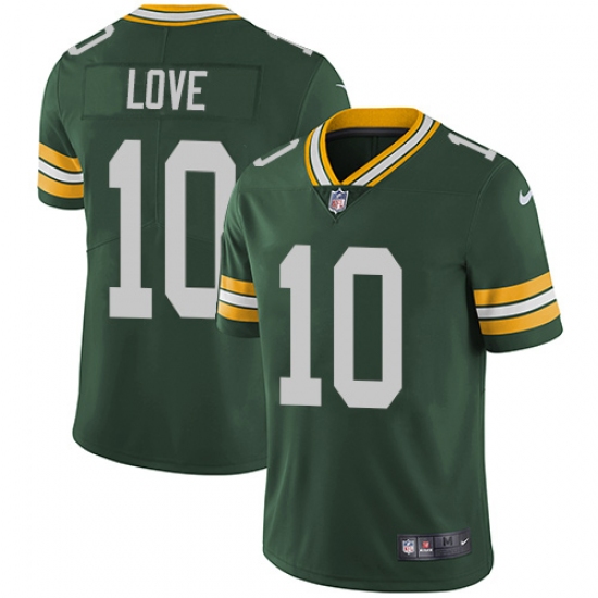 Youth Green Bay Packers #10 Jordan Love Green Team Color Stitched NFL Vapor Untouchable Limited Jersey - Ujersey