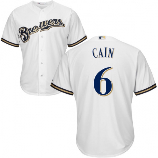 Youth Majestic Milwaukee Brewers #6 Lorenzo Cain Authentic White Alternate Cool Base MLB Jersey - Ujersey
