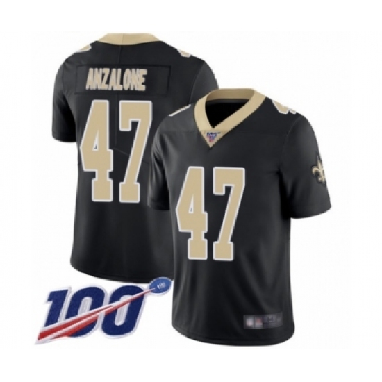 Men's New Orleans Saints #47 Alex Anzalone Black Team Color Vapor Untouchable Limited Player 100th Season Football Jersey - Ujersey