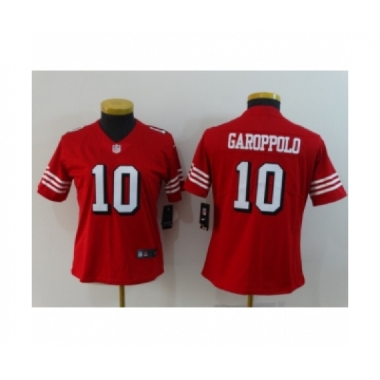 Women San Francisco 49ers #10 Jimmy Garoppolo Limited Red Rush Vapor Untouchable Football Jerseys - Ujersey