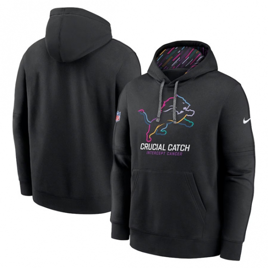 Men's Detroit Lions Black 2024 Crucial Catch Club Pullover Hoodie - Ujersey